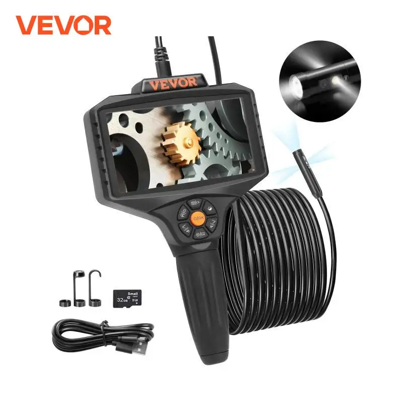 VEVOR Triple Lens Industrial Endoscope 5 inch IPS Screen Waterproof Drain Borescope Inspection Camera with for Auto Plumbing