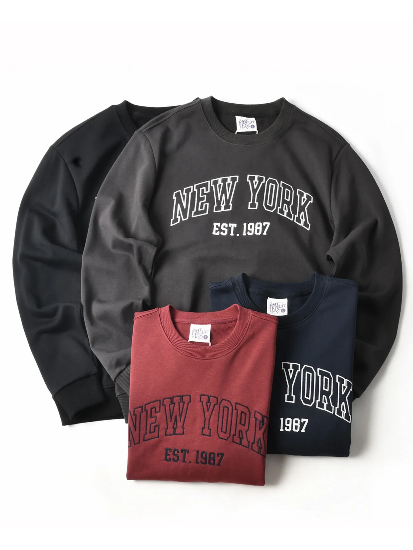 New American Cotton Fleece Letter Embroidery Loose Casual Long Sleeve Base T-Shirt Hoodie Men's Autumn Fashion Urban Leisure
