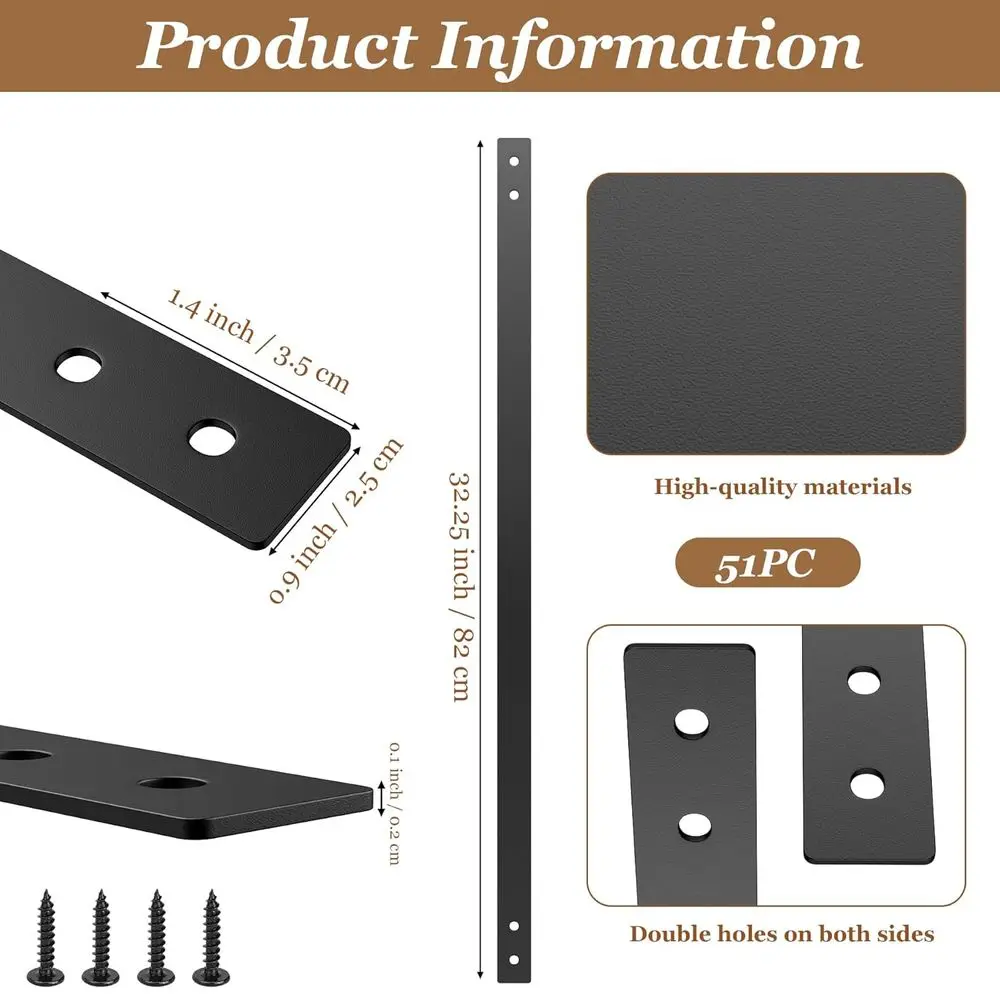 Eixos de deck de ferro fundido para serviço pesado, 32,25-51 polegadas, 51 pacotes, balaústres planos e retos com parafusos para deck de escada ao ar livre e varanda