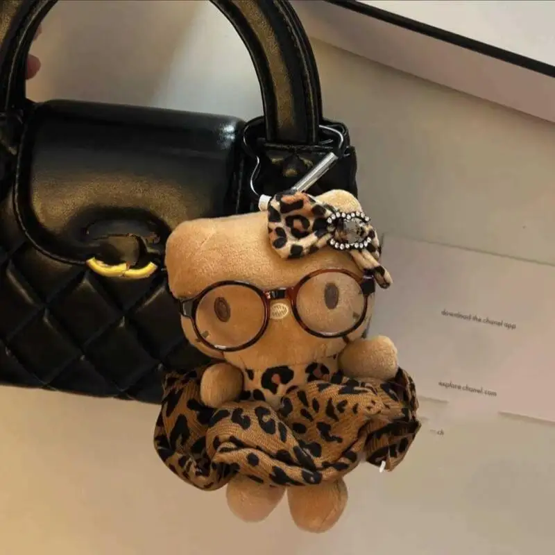 レトロヒョウ柄サンリオハローキティぬいぐるみおもちゃスパイシーガールスタイルぬいぐるみキーホルダーバックパックペンダント装飾誕生日ギフト