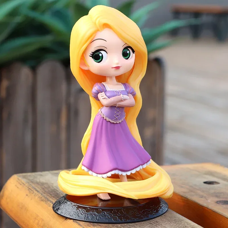 Disney Princess Figure Rapunzel Princess 14cm PVC Q Posket Tangled Rapunzel Doll Cake Wedding Decoration Children Toys Gifts