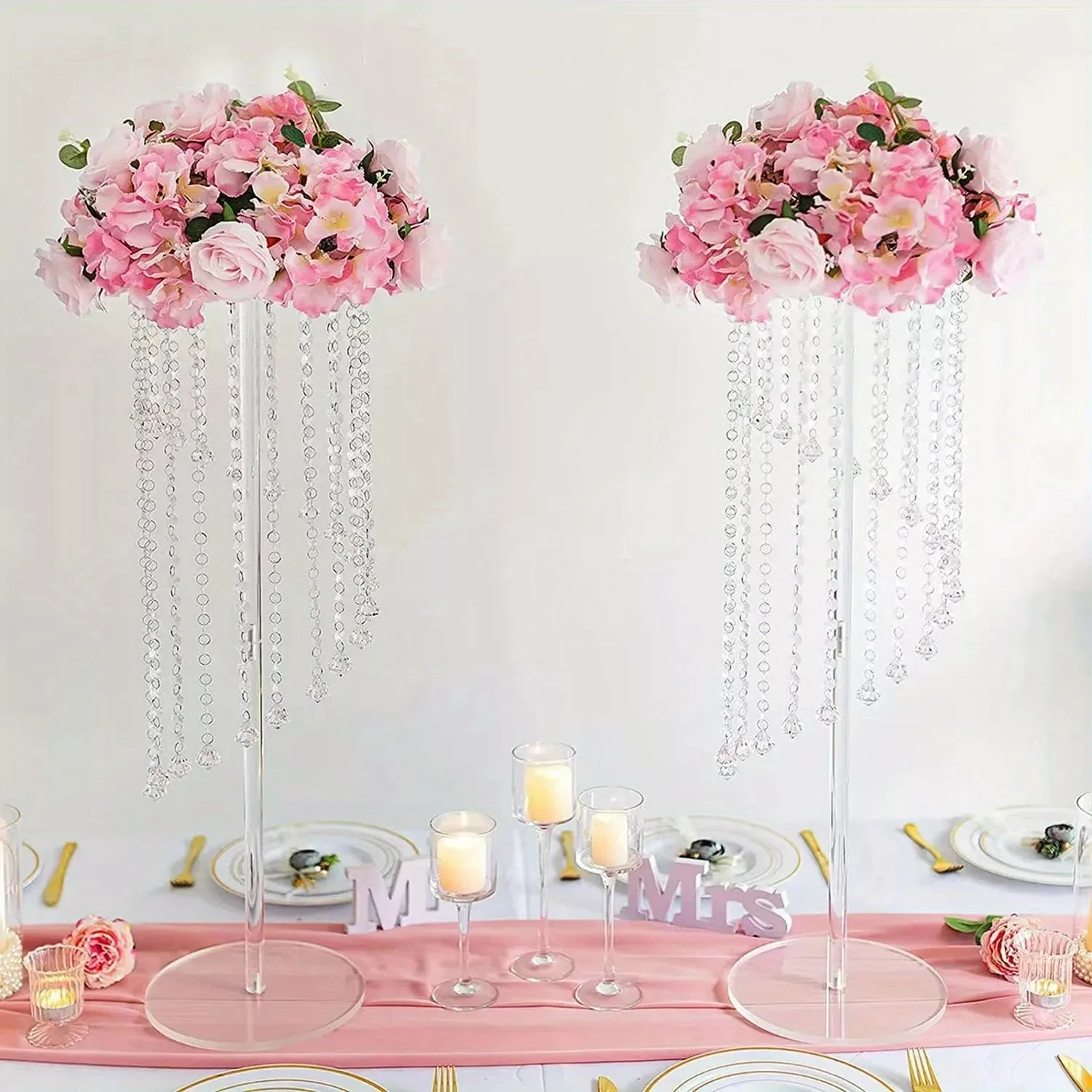 5/10pcs Table Centerpiece for Wedding Events Decoration Clear Acrylic Flowers DIY Acrylic Flower Stand for Party Decoration