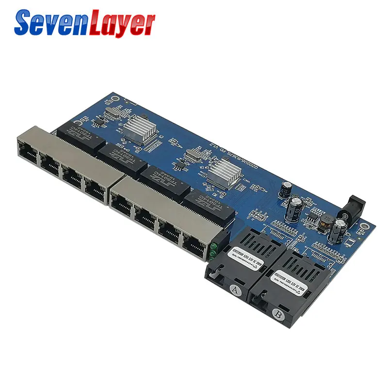 Reverse POE Switch 2F8E Gigabit Fast Ethernet switch Converter Ethernet Fiber Optical Media Converter PCBA  12VIN 12VOUT