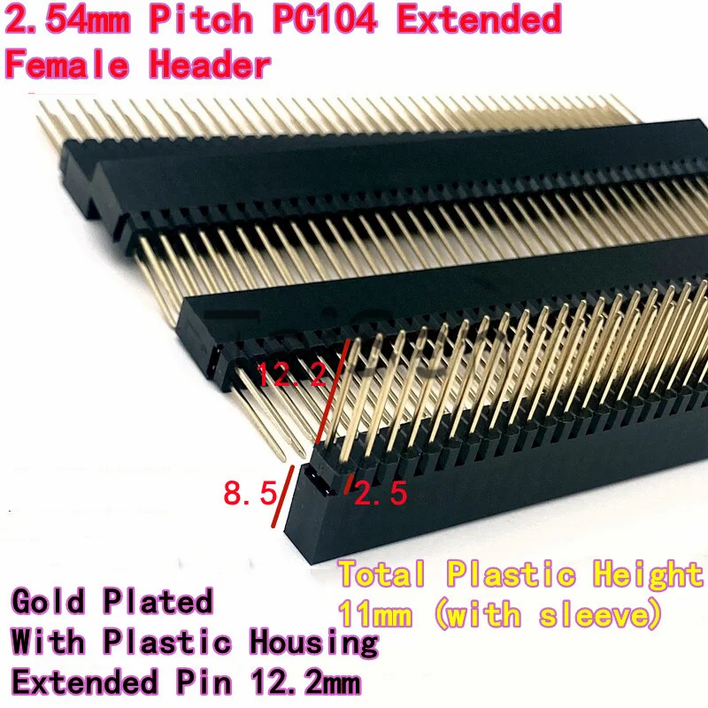 10PCS 20PCS 2.54mm Pitch PC104 Extended Double Row Female Header, Single‑Row Female + 1‑Plastic Long‑Pin Socket, 2*5/10/20‑40P