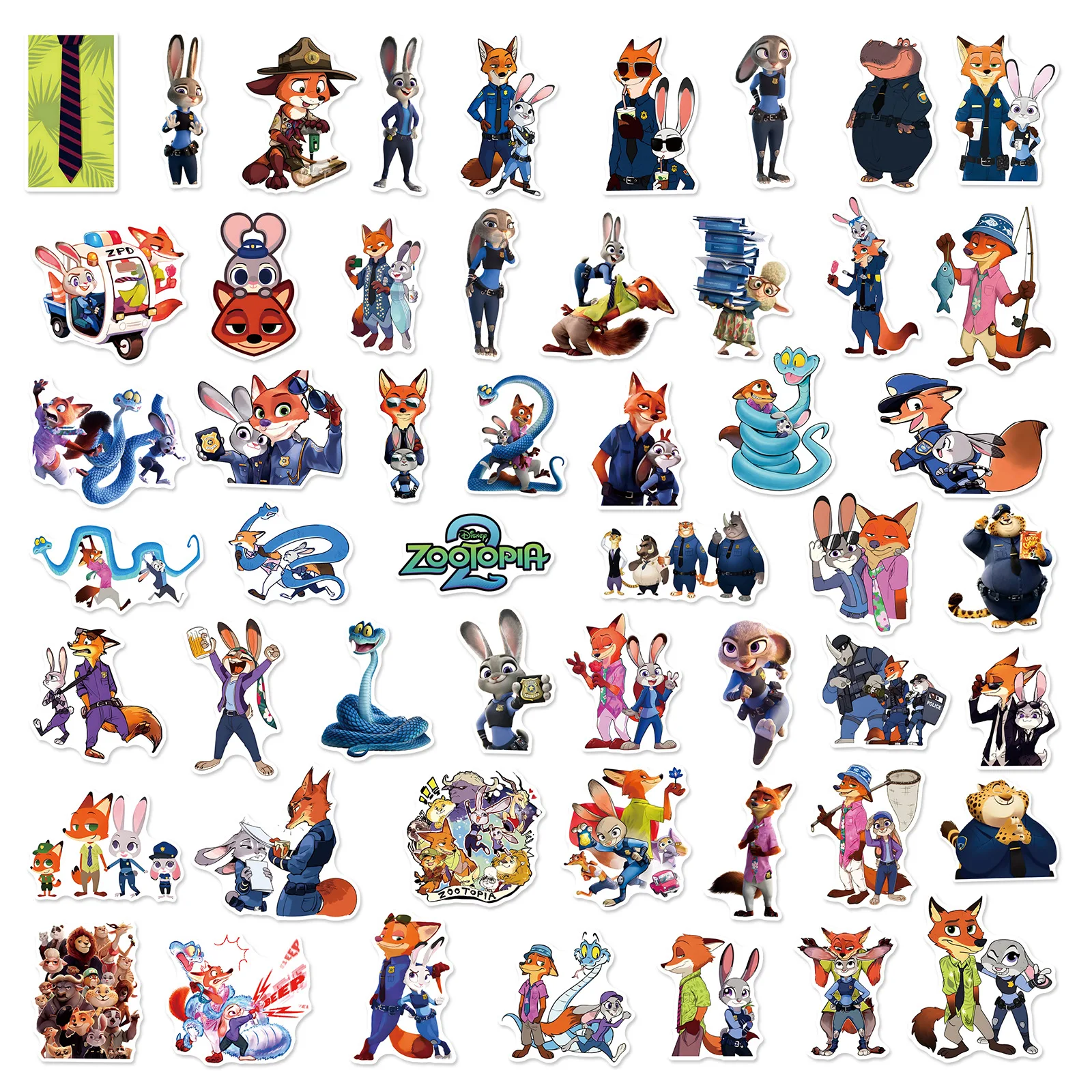50 Uds. De pegatinas de grafiti de Zootopia bonitas de Disney, decoración creativa para cuaderno, tableta móvil, pegatinas impermeables, juguetes DIY para niños, regalos