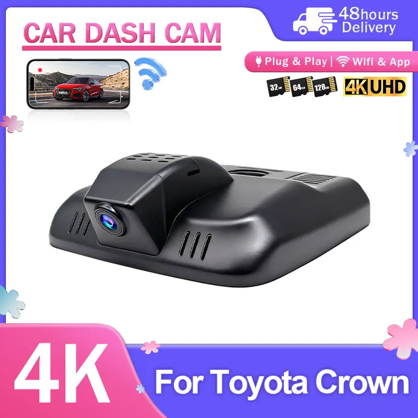 For Toyota Crown (16th Gen) 2023 2024 2025 2026 Easy to install Car DVR Wifi Video Recorder 4K Dash Cam Camera