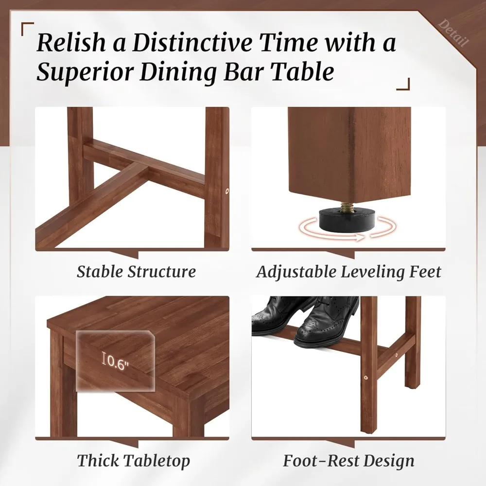 Bar Table, 53" Bar Height Pub Table, Counter Height Bar Table, Rectangular High Top Table for Narrow Space, Kitchen Dining Table