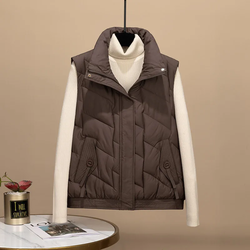 Gilet en coton pour femmes, veste courte sans manches, ample et chaud, manteau pour dames, vêtements d'extérieur, automne hiver 2025