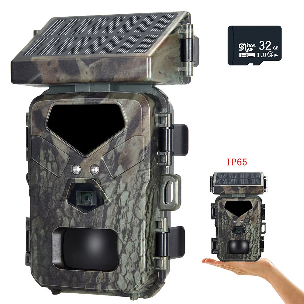 

Solar Powered Night Vision Trail Camera 50MP 4K Hunting Cameras 0.3s Trigger Time Trail Camera for Wildlife Monitoring Hunting