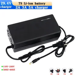 29.4V 2A 3A 5A 5.5*2.1mm DC Power Supply Adapter Charger For 24V 25.2V 21700 18650 Li-ion  Battery charger AC100V-240V