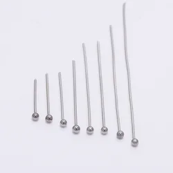 100Pcs/Lot 15-50mm Stainless Steel Ball Head Pins Bead Headpins Connectors For DIY Jewelry Making Findings Supplies Accessories