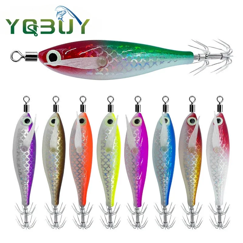 

1pcs 8cm/5.6g Squid Jig Fishing Lure Shrimp Prawn Luminous Glow in Dark Artificial Spinner Lure Tackle for Cuttlefish Octopus