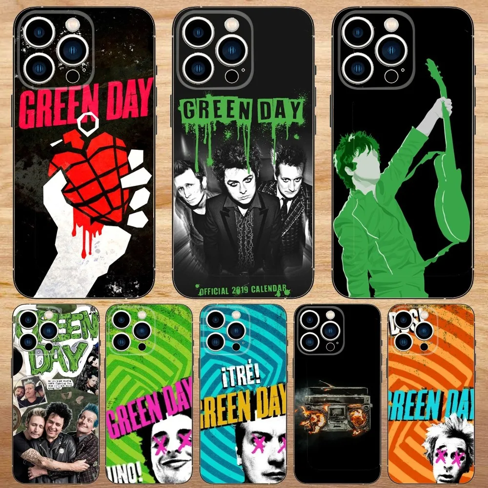 Green Day Band Phone Case For iPhone15,14,13,12,11,Pro,Max,Plus,Mini,X,XS,XR,8,7,6,S,Plus,SE Soft Black Case