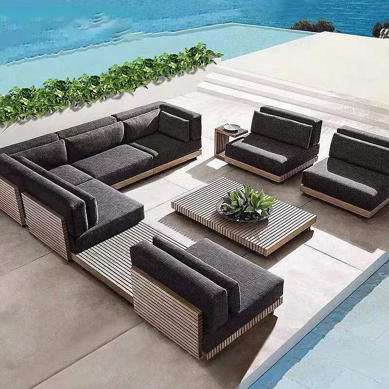 sun deck swimming pool timber rattan teak and wicker outdoor garden wood bench teak lounger pool chairs furniture set