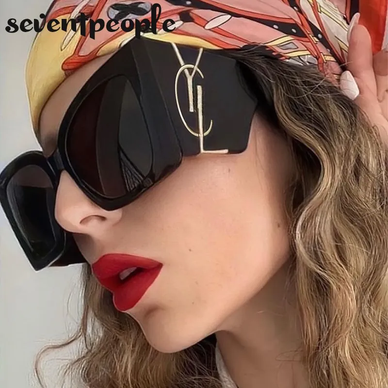 Übergroße Cat Eye Sonnenbrille Frauen 2024, Luxus Marke Designer Neue Fashion Square Sonnenbrille Für Weibliche Trendy Großen Rahmen Shades