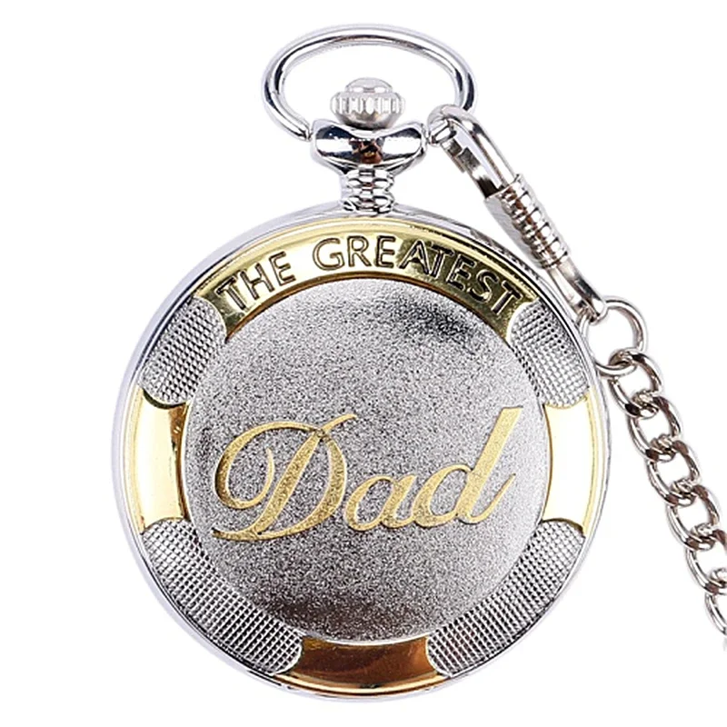 "Dad" Retro Pocket Quartz Watch Father's Best Gift Trendy Pocket Watch Pendant Necklace Clothing Accessories For Men image 3