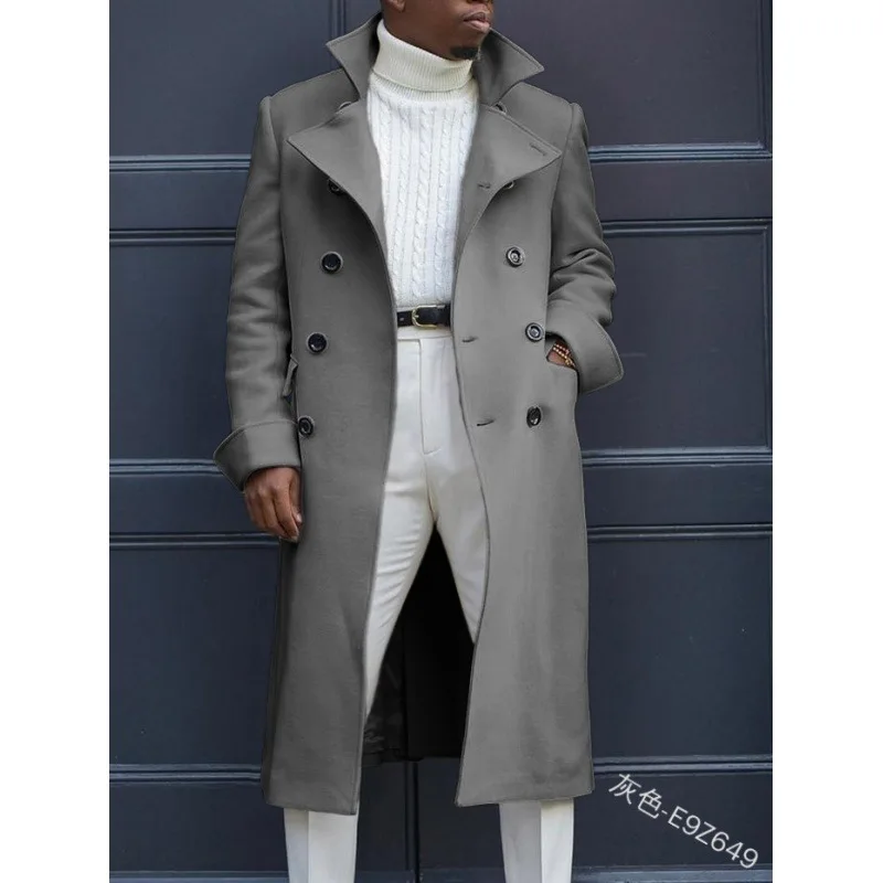 New Fashion Woolen Coat British Woolen Double Breasted Extended Coat