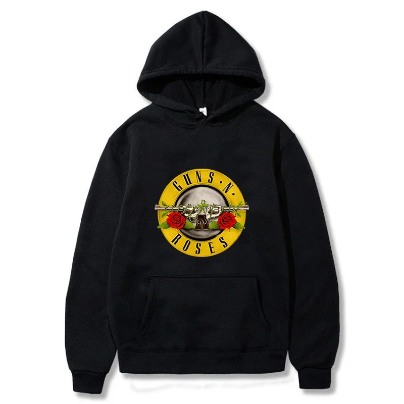 

2024 Men Guns N Roses Printed Hoodies Cotton Hard Rock Band Men and Women Pullover Hip Hop Music Clothing