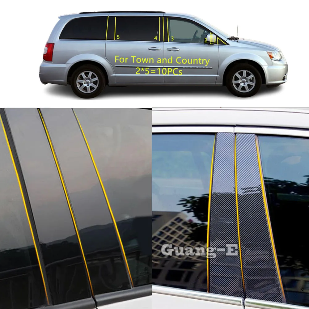 

Car PC Material Pillar Post Cover Door Trim Window Molding Stickers Plate Accessories For Chrysler Town and Country 2011-2013+