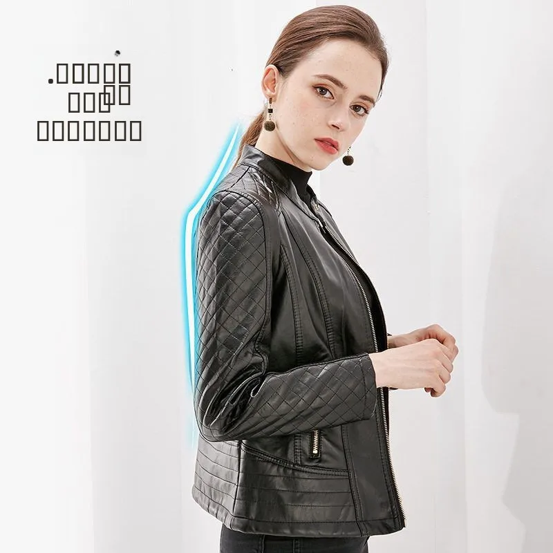 Jaet de couro casual feminino primavera novo sle personali ort tamanho grande senhora cross-border faionable casaco de couro do plutônio