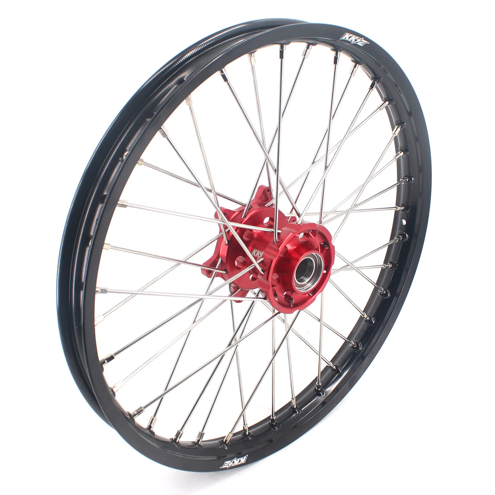 

【2025】 Off Road Motorcycle Wheels Rims Set Compatible With EC250 EC300 MC250 2021-2024 Anodized Gross Red Hub Black Rim