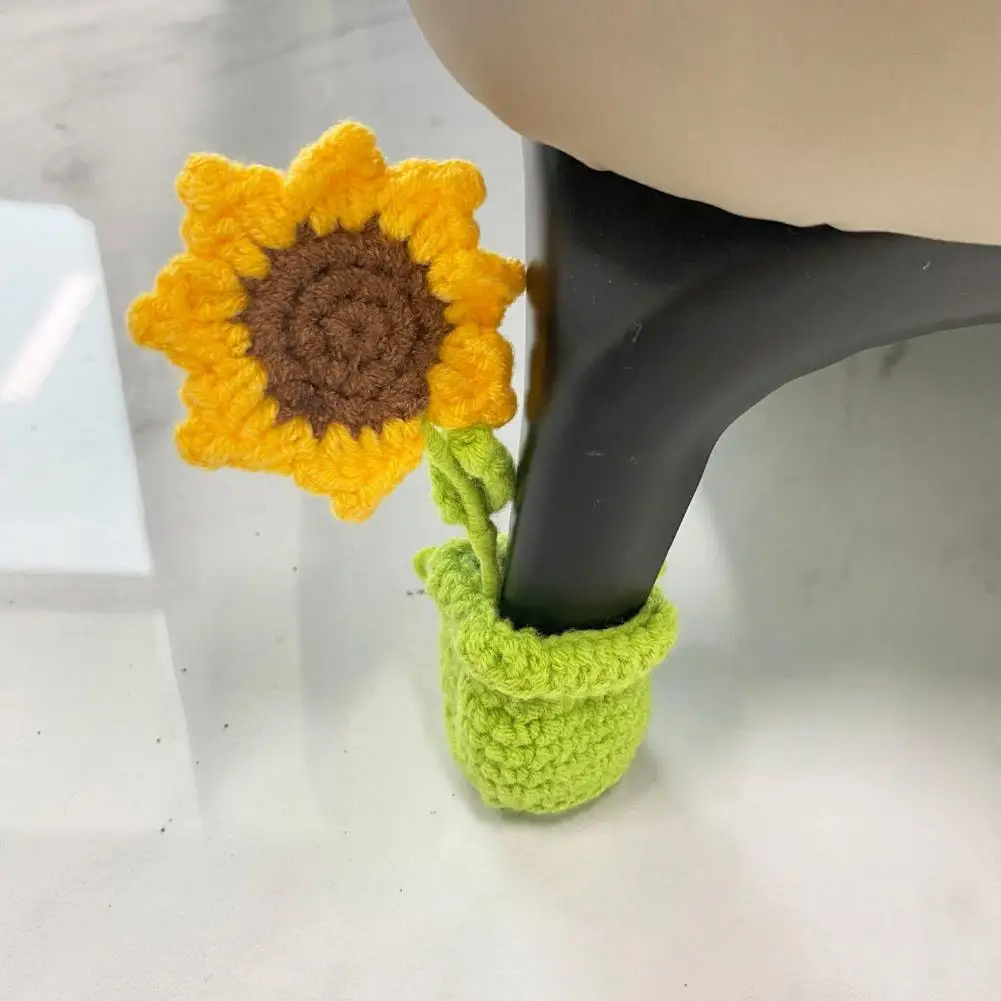 

1/4 Pcs Table Leg Protective Covers Cartoon Sunflower Shape Knitted Elastic Noise Reduce Reusable Chair Leg Floor Protectors