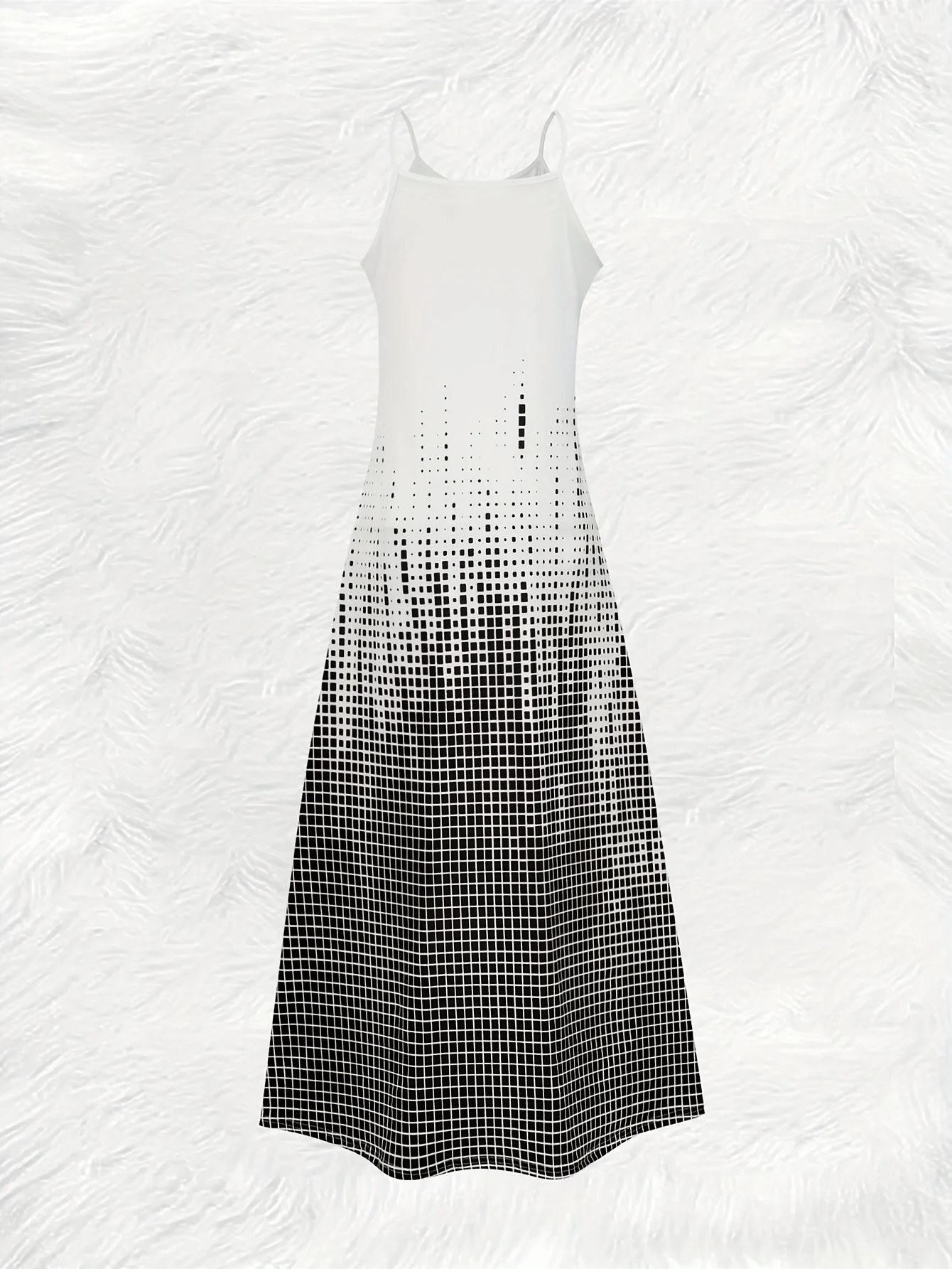 Casual style Gradient Grid Pattern Print Dress round neck dress