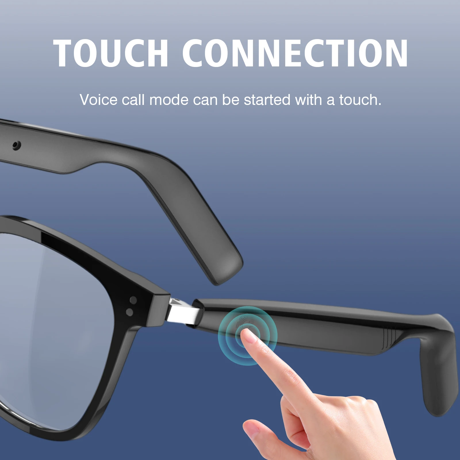 Inteligentne okulary bezprzewodowe - wielofunkcyjne, obsługują połączenia, odtwarzanie muzyki, soczewki HD, sterowanie dotykowe, długi czas pracy na baterii