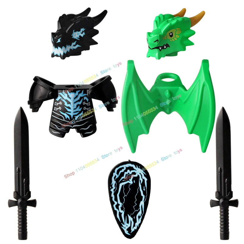

QQ04-12 MOC Dragon Knight action figures Building Blocks accessories Weapons Model Educational Toys for Children Christmas Gifts