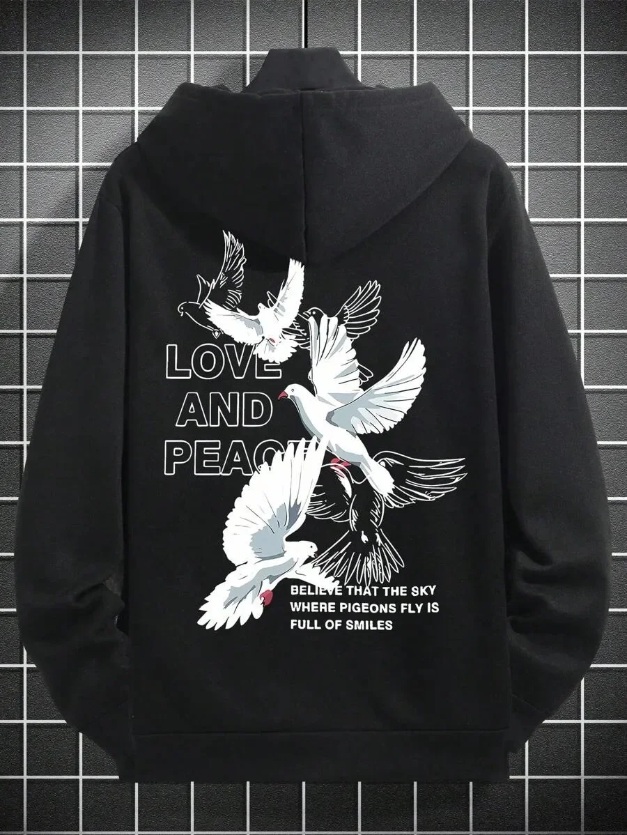 

Fashionable Pure Cotton Hoodie Featuring Peace - Themed Dove Design Perfect for Those Who Love Peaceful Aesthetics
