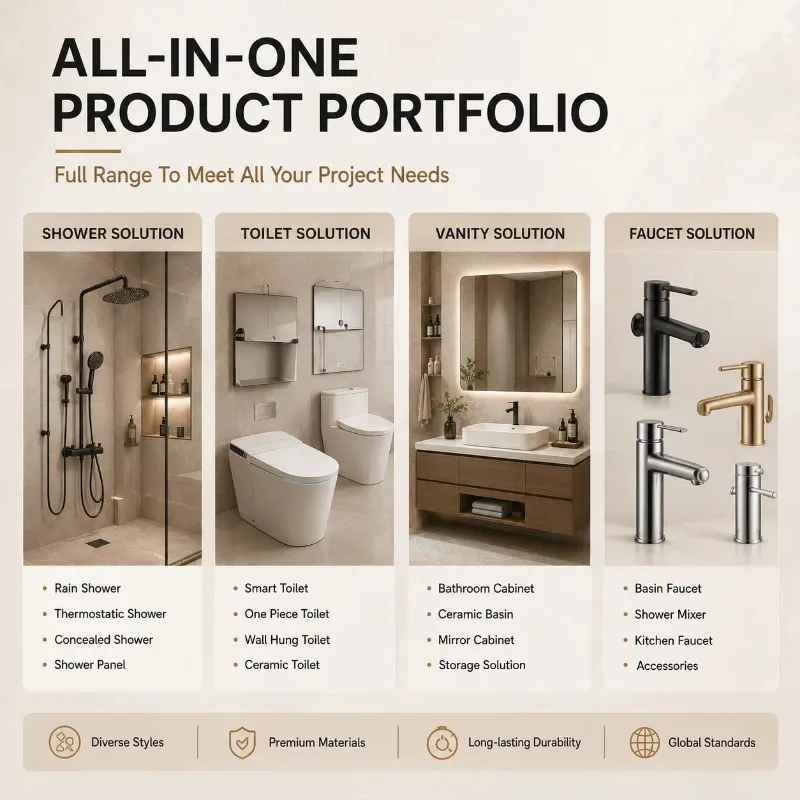 Heavy Duty Durable Luxury Marble Entire Bathroom Set Wall Mounted Mirror Lighting Vanity Smart Toilet (Suitable for Construction