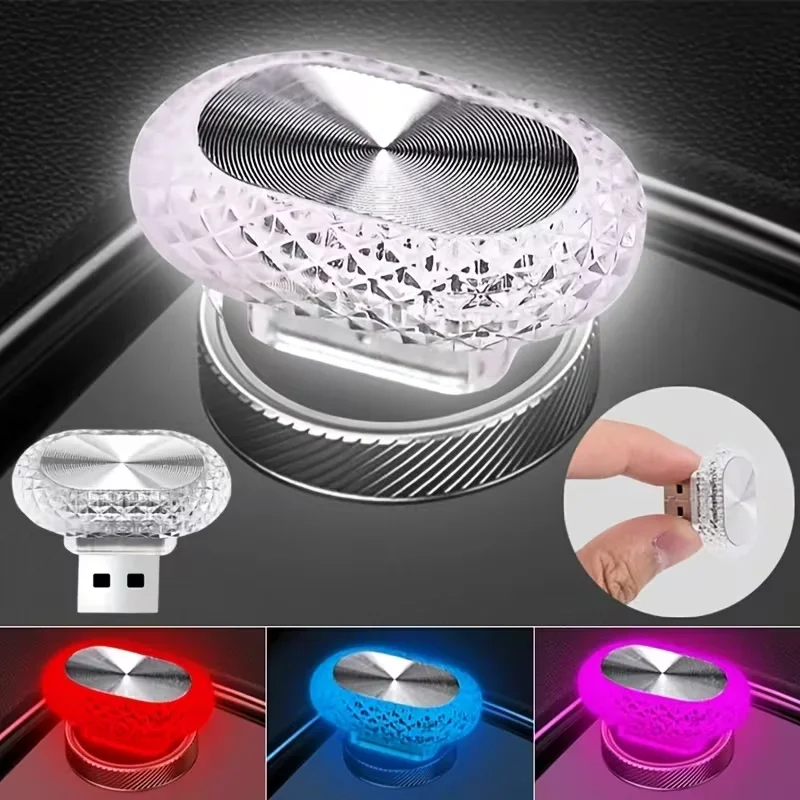 1pc Car Usb Ambient Lights | Mini Size Led Atmosphere Lamps For Car Interior Decoration, Usb Powered, No Battery Included