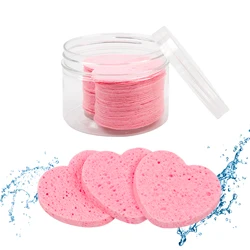 50 Facial SpongesHeart Shaped Compressed Facial SpongeNatural Facial Cleansing Sponge PadClean Reusable Exfoliating Cleansing Sp