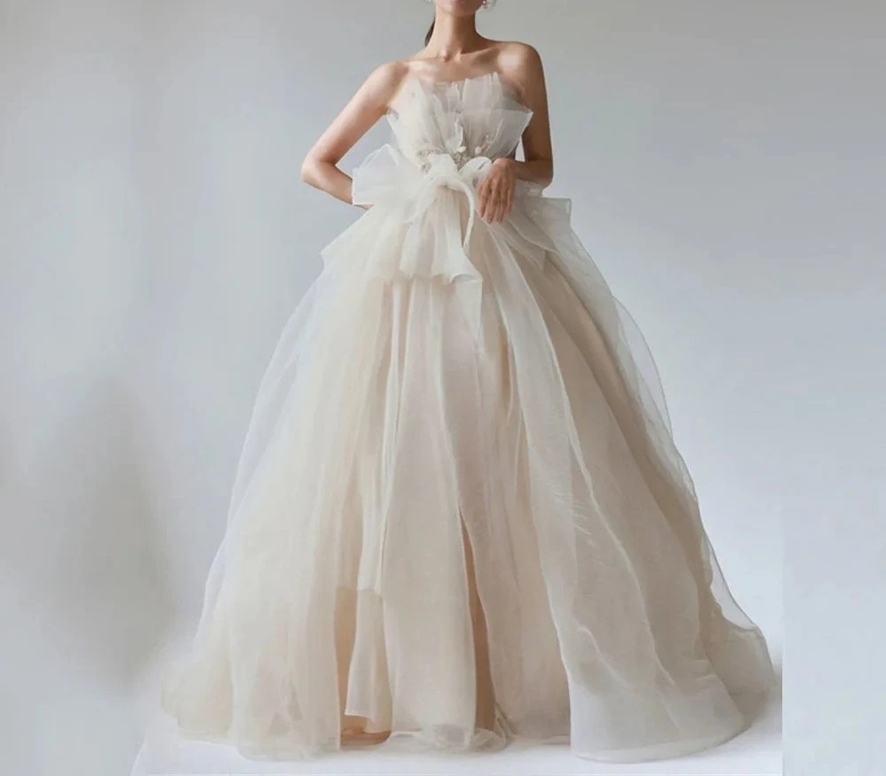 Customized Strapless Spaghetti Strap Floor Length Wedding Dress Elegant Bridal Gown Women Photo Shoot Vestidos De Novia Ceremony