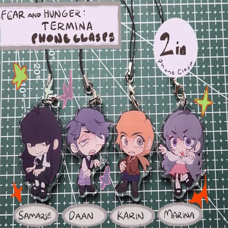 Fear and Hunger: Termina 2inches Acrylic Phone Clasps Phone Chain Marina, Karin, Daan, Samarie