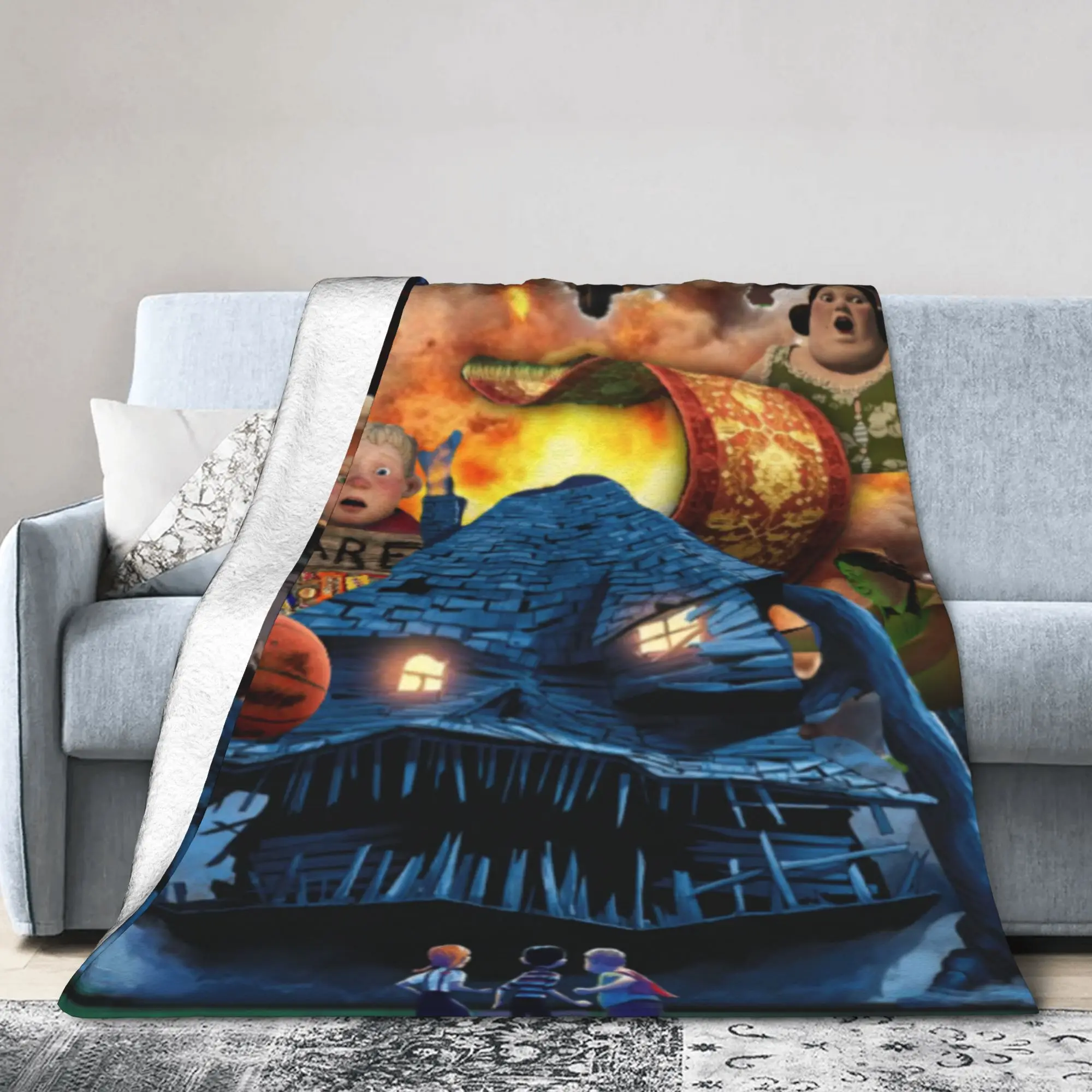 فيلم الرسوم المتحركة مونستر هاوس رمي بطانية للأريكة لينة غامض بطانية قطيفة 50x60 بوصة أحجام متعددة المفرش جميع المواسم #3