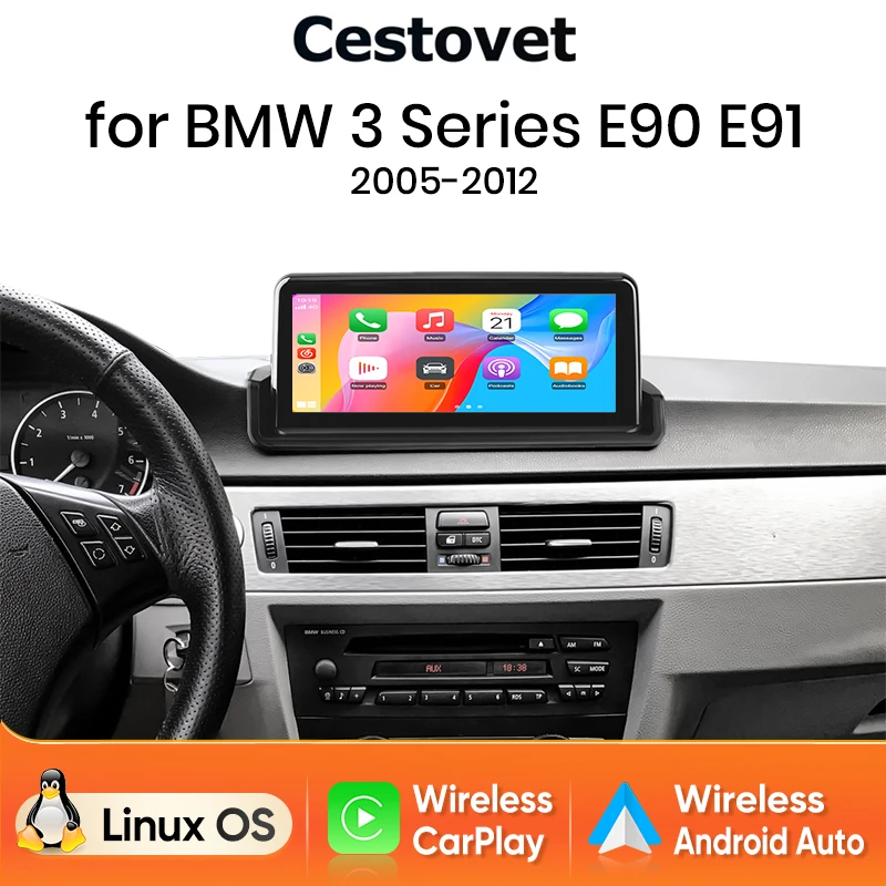Junsun System Linux Bezprzewodowy Carplay Android Auto Odtwarzacz Multimedialny Radio Samochodowe do BMW Serii 3 E90 E91 E92 E93 2005-2012 Ekran Dotykowy IPS Bluetooth Nawigacja GPS Online Mirror Link