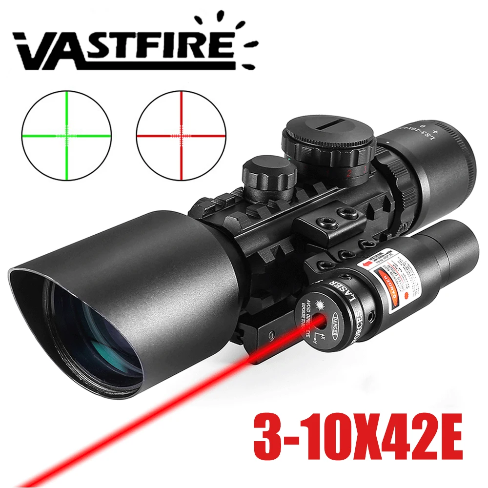 3-10X42EG Rifle Scope With Laser Sight Tactical Optical Scope Riflescope Red Green Dot Hunting Scopes Laser 11/22mm Mounted