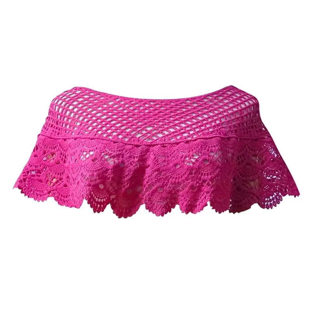 Chal de encaje calado con protección solar, cubre bikini, bandana, foulard, cárdigan de hombro elegante