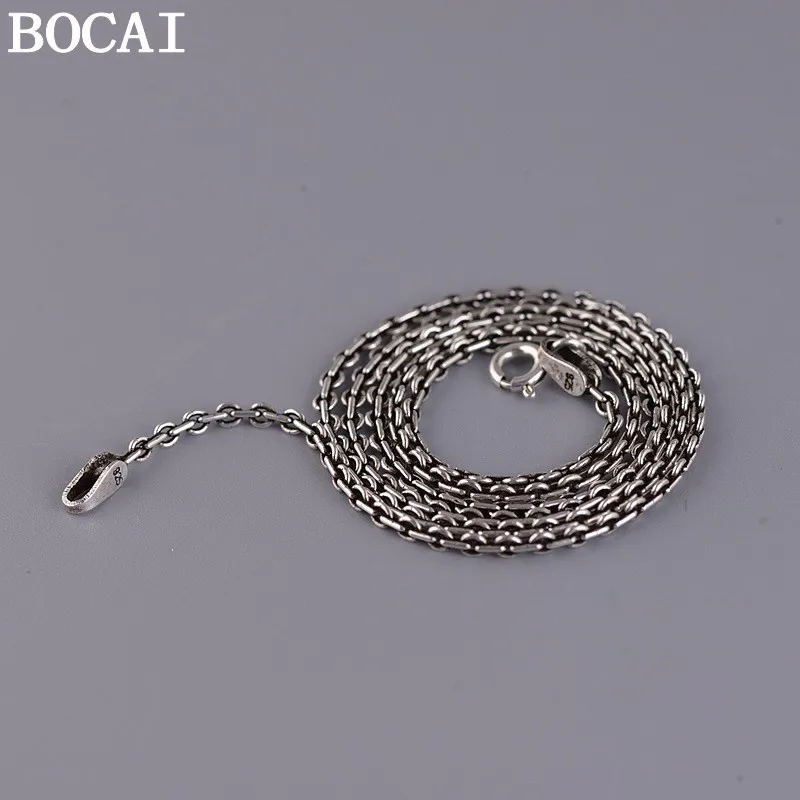 BOCAI NEW S925 Sterling Silver jewelry Retro And Simple Flat Round Ring Flat O-chain Women's Selected Gift
