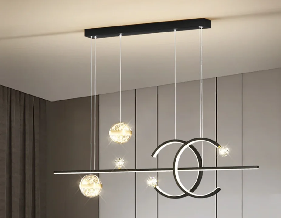 Dining Room Chandelier Modern Minimalist New Star Top Nordic Long Dining Table Lamp Gold Black Home Lighting Pendant Lights