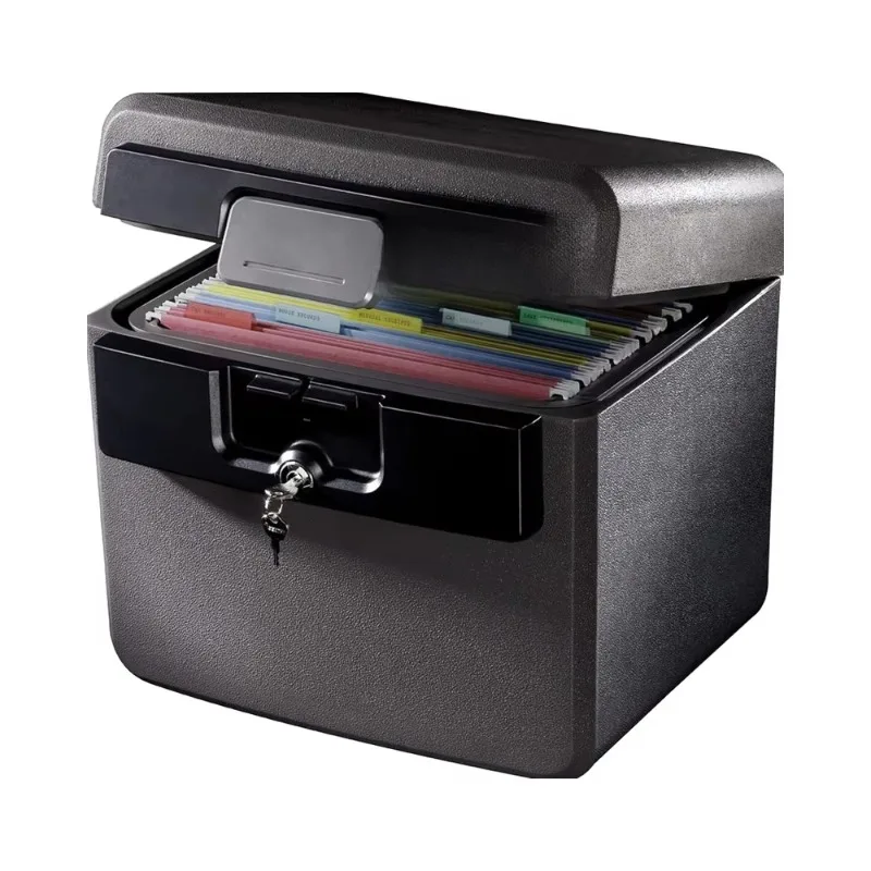 Security Black Fireproof Waterproof Folder Box Key Lock 13.5