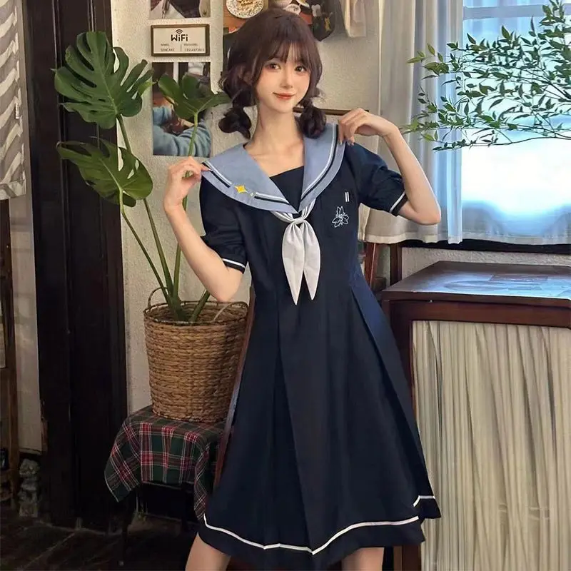 

Japan Summer College Temperament Girl Summer Jk Uniform Girl Short-Sleeved Sailor Suit Dress