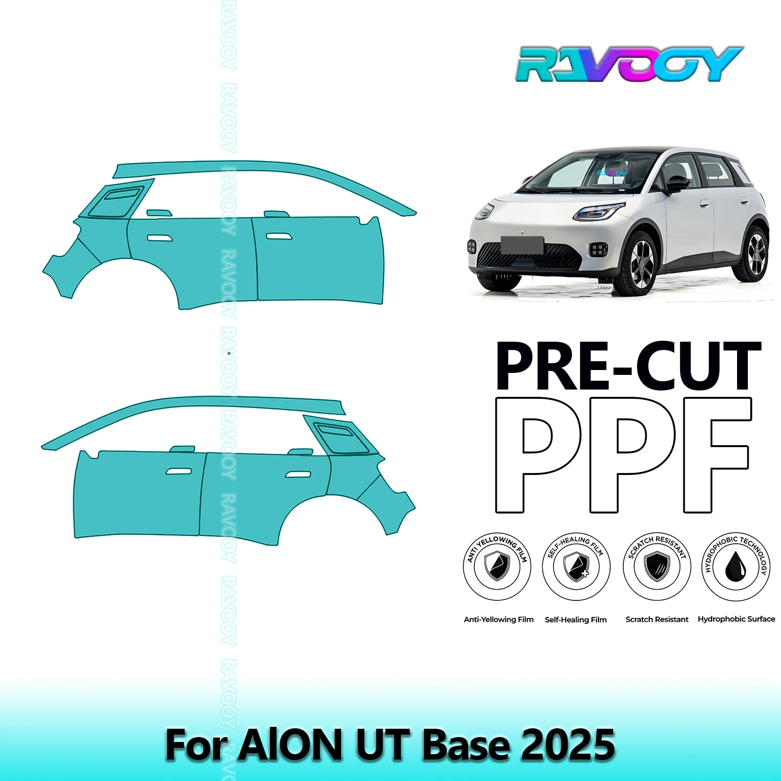 

For AlON UT Base 2025 8.5mil Clear Matte Pre-Cut PPF Door & A/B Pillar Kit TPU Paint Protection Film Set