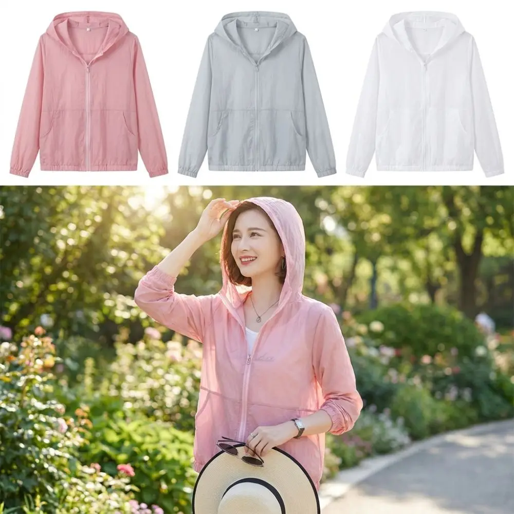 Simplicity Thin Sunscreen Clothing Anti UV Sun-Protective Leisure Hooded Outwear Quick Dry Loose Windbreaker Summer