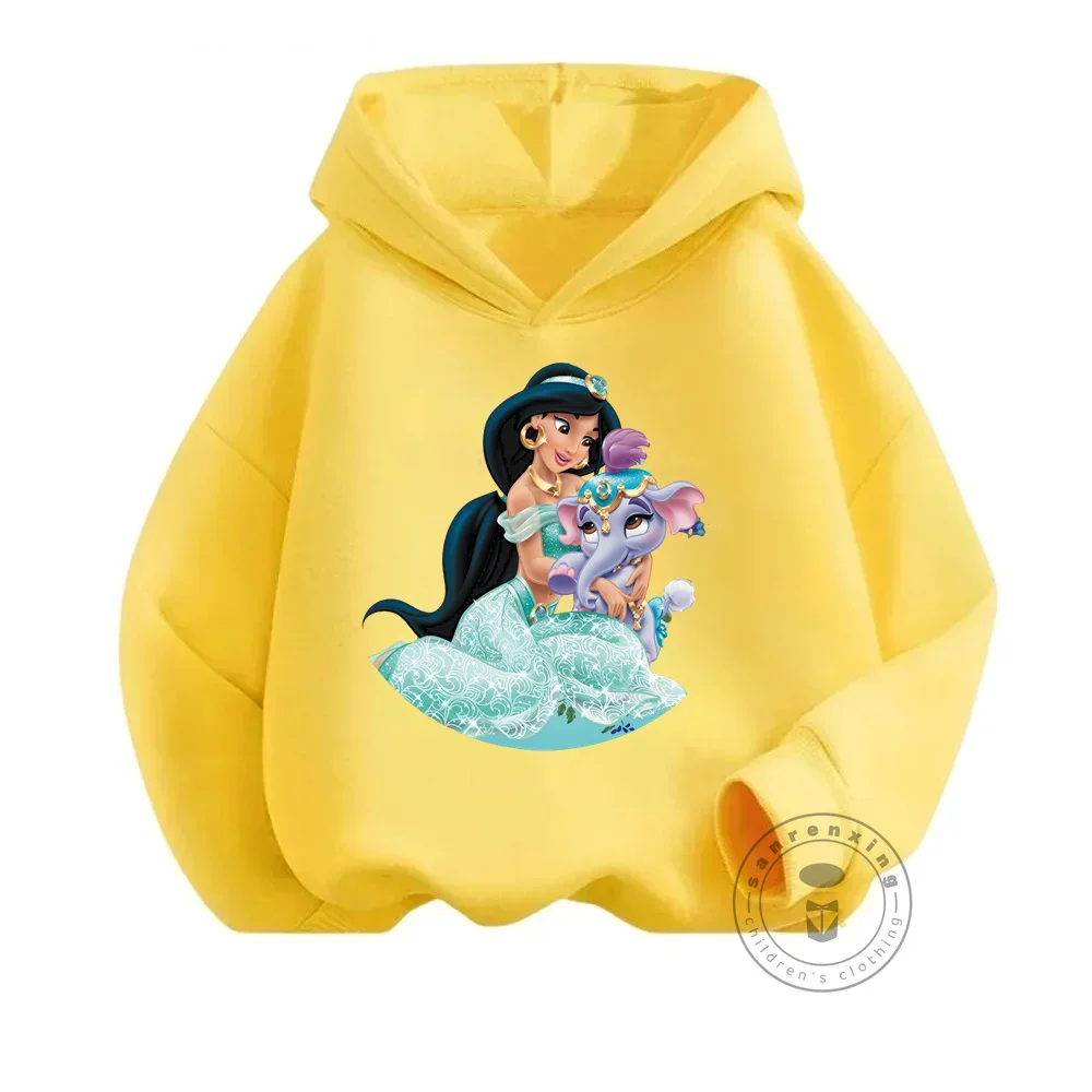 2024 Disney Cartoon Printing Hoodies Girls Sweatshirt Autumn And Winter Harajuku Pullovers Disney Aladdin Casual Hooded Tops