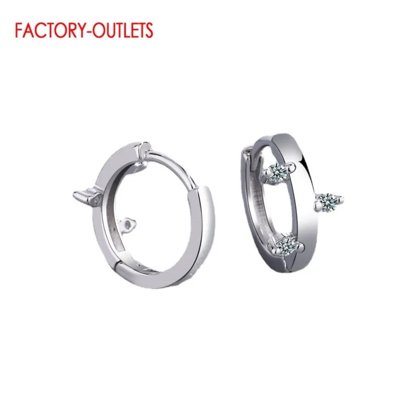Sparkling Clear CZ Ear Buckles Genuine 925 Sterling Silver Hoop Earrings For Women Wedding Statement Jewelry Aretes