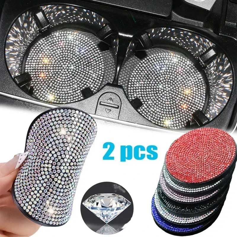 Car Non Slip Water Cup Pad Diamond Car Coaster Water Cup Insert Coasters Pads Universal Car Cup Holder Interior Accessories view 3