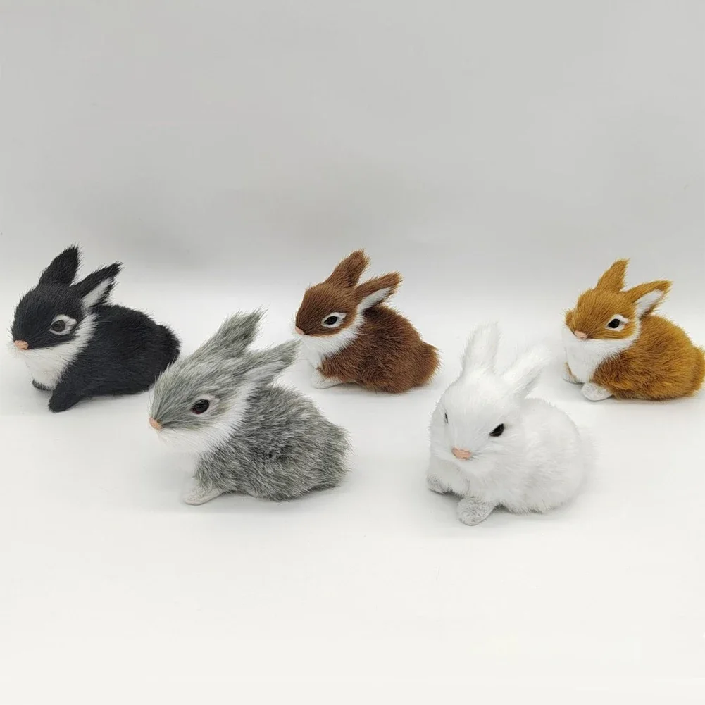 1pcs Mini Realistic Cute White Plush Rabbits Fur Lifelike Animal Easter Bunny Simulation Rabbit Toy Model Birthday Gift