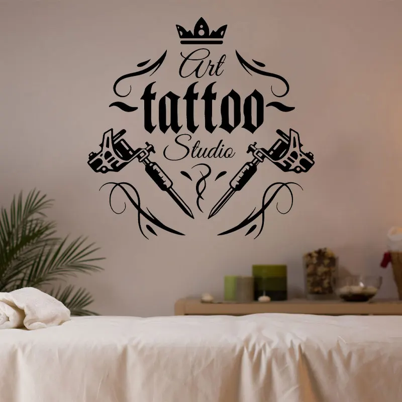 Art Tattoo Studio Sign Wall Sticker Vinyl Interior Decor Window Decals Tattoo Salon Shop Logo Wall Poster Removable Mural 4721
